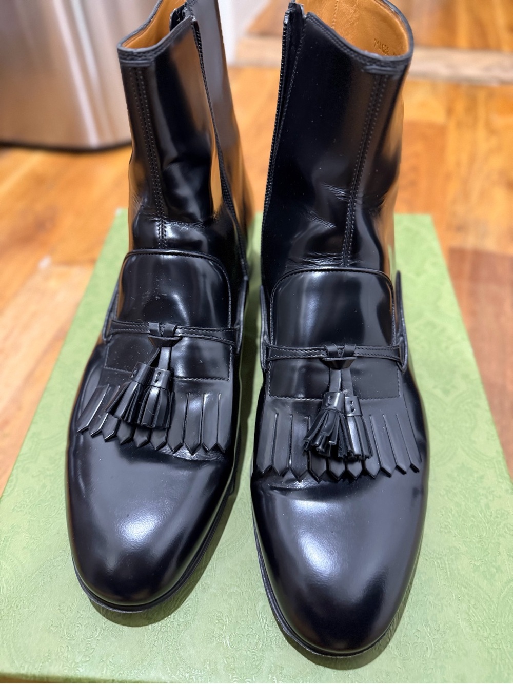 Gucci Black Leather Tassel Kiltie Chukka Boots - Men's